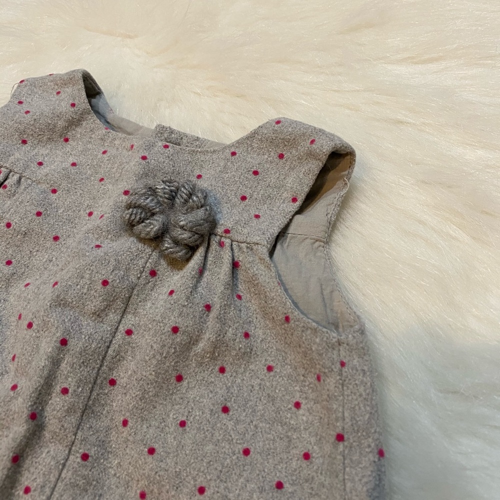 Zara Baby grey dress pink polka dot 9-12 month old